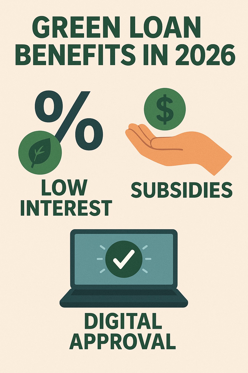 Green loan benefits in 2026 including low interest, subsidies and digital approval.